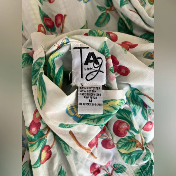 VINTAGE Teddi Reversible Cottagecore Cherry Gingham Zip Up Medium Windbreaker - Picture 6 of 11